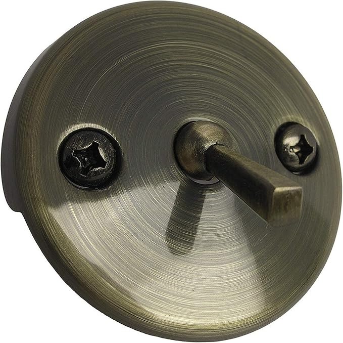 PF WaterWorks PF0960-ABBath Tub/Bathtub Drain Trip Lever Overflow Face Plate with Matching Screw for Waste and OverflowAntique Brass