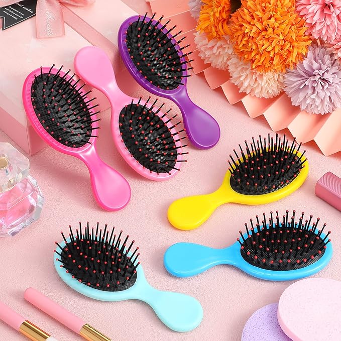 100 Colorful Mini Travel Detangling Brushes - Soft Bristles for Smooth, Tangle-Free Hair Combing for Dry/Wet Hair, Kids and Women