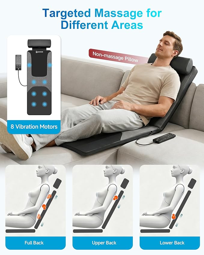 COMFIER FSA Full Body Massage Mat with Heat, HSA Eligible Shiatsu Back Massager for Pain Relief Deep Tissue Kneading & Vibration Heating Chair Massage Pad for Recliner, Sofa, Bed, Gifts for Mom Dad