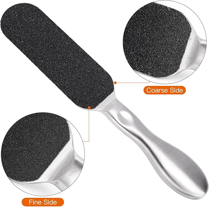 Biutee Foot File for Dead Skin Pedicure Foot Files Callus Remover Professional Sandpaper Pedicure Tools Reusable Stainless Steel Double Sided Foot Rasp Foot Scrubber Pedicure with 12 Replaceable Pads