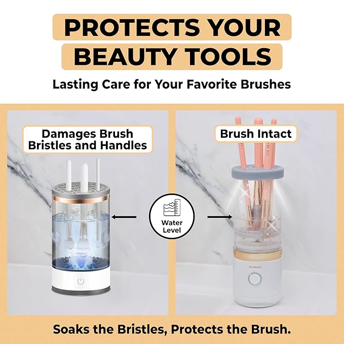 Ace Beauté Premium Electric Makeup Brush Cleaner Machine, Automatic Sponge and Make Up Brush Cleaner, Rechargeable and Efficient Deep Cleaning Tool for Beauty Enthusiasts and Professionals