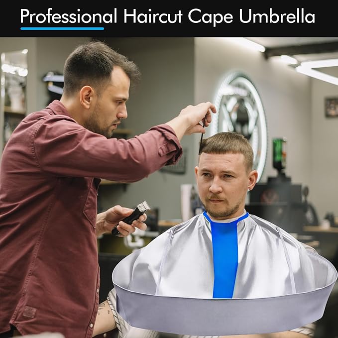 Hair Cutting Haircut Cape, Haircut Cape Apron Waterproof Hair Cloak Umbrella Capes for Adults, Barber Cape with 1PCS Black Comb