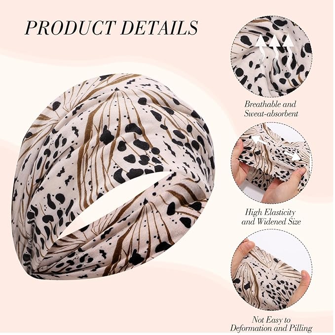 Leopard Print Headbands, 6Pcs Non-Slip Wide Hairband for Daily Wear Outdoor for Women Girls