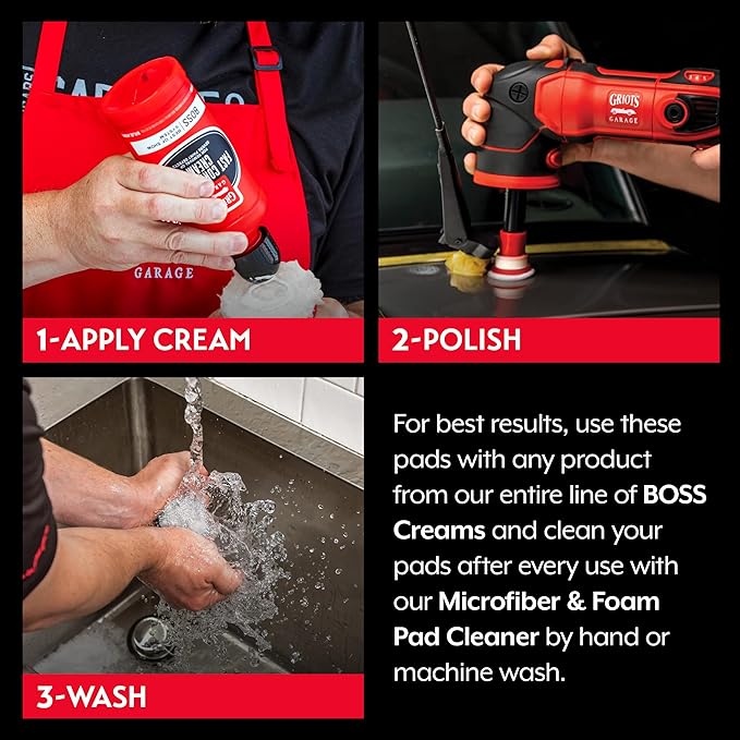 Griot's Garage BOSS 1” Microfiber Pads for Car Polishing and Detailing, Buffing Pads for Moderate and Severe Scratch Removal, Set of 6