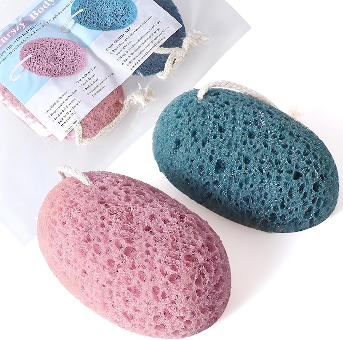 Shower Sponge for Body, 2Pcs Bath Sponges Body Wash, Soft Loofah Puff Foam Sponges Gentle Cleansing & Exfoliating for Women Men All Skin Types