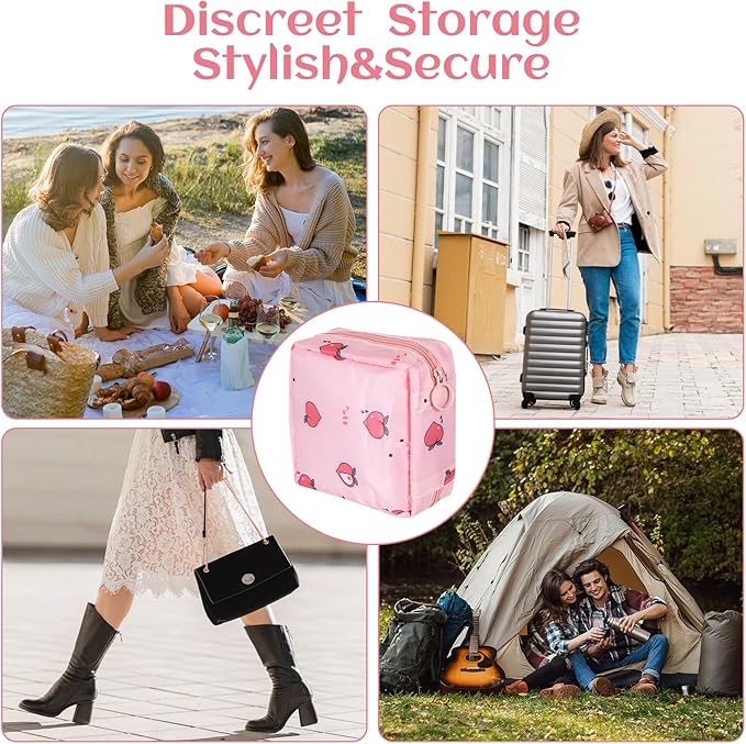 4Pcs Sanitary Napkin Storage Bag, Portable Period Bag for Teen Girls Woman, Pad Pouch Tampon for Purse, Reusable Zipper Period Pouches for Teen School Office Travel Feminine Care Organizer, Cute
