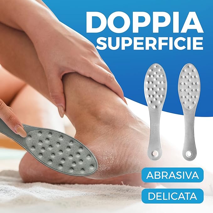 Stainless Steel Foot Scraper | Professional Double-Sided Foot File Callus Remover for Feet | Foot Rasp Scrubber for Wet Or Dry Skin | Easy to Clean Pedicure Tool, Heel Grater for Feet
