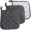 DII Basic Terry Collection Quilted 100% Cotton, Potholder, Mineral Gray, 3 Piece