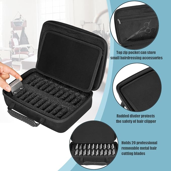 TORIBIO Hair Clipper Guard Blades Holder Case for Barbers and Stylists, Holds 20 Metal Guards for Andis, Oster, Wahl, Babyliss Detachable Clippers