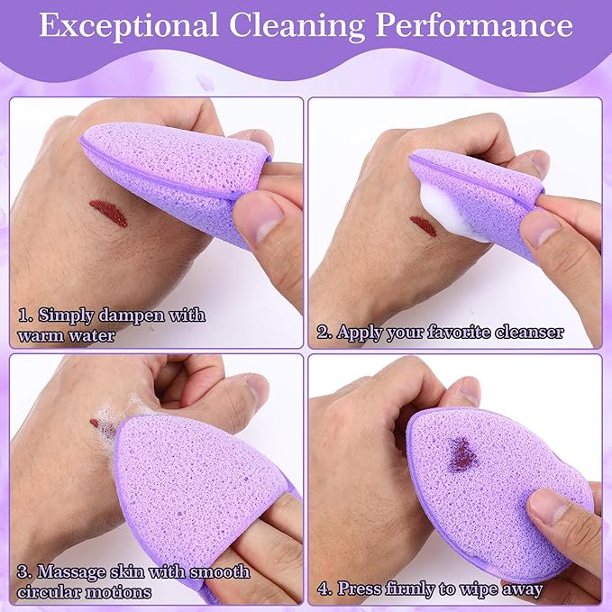 6Pcs Facial Sponges for Washing Face - Reusable Makeup Remover Pads for Daily Face Wash Scrubber