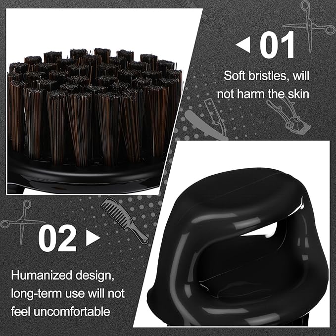 4 Pcs Knuckle Brush for Men Barber Brush, Fade Brushes, Face and Neck Brushes, Mustache and Hair Supplies, Essential Barber Tool for Professional Barbering and Grooming Services(Black)