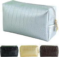 Makeup Bag for Purse, Compact Toiletry Pouch, Crocodile-Embossed Cosmetic Travel Bag, Small Makeup Pouch, Unisex Toiletry Travel Bag
