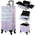 Stagiant Rolling Makeup Case Cosmetology Case on Wheels 4 in 1 Makeup Travel Case Extra Large Cosmetic Box with Key Make Up Artist Traveling Storage Nail Case Salon Barber Cart Trunk Pinkish Purple