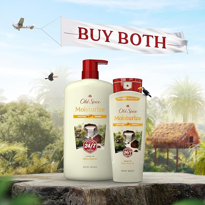 Old Spice Cleansing Body Wash for Men, 24/7 Shower Fresh with Lasting Scent, Restore & Renew, Gentle on Skin, Vitamin B3, Moisturize with Shea Butter Scent, 18 oz (Pack of 4)