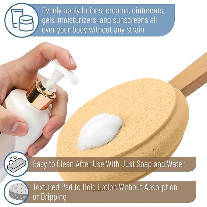Slick- Lotion Applicator, 17 Inch, Warm Peach, Back Applicator Lotion, Certified Organic, Easy Reach Washable, Self Tanner for All Skin Tone