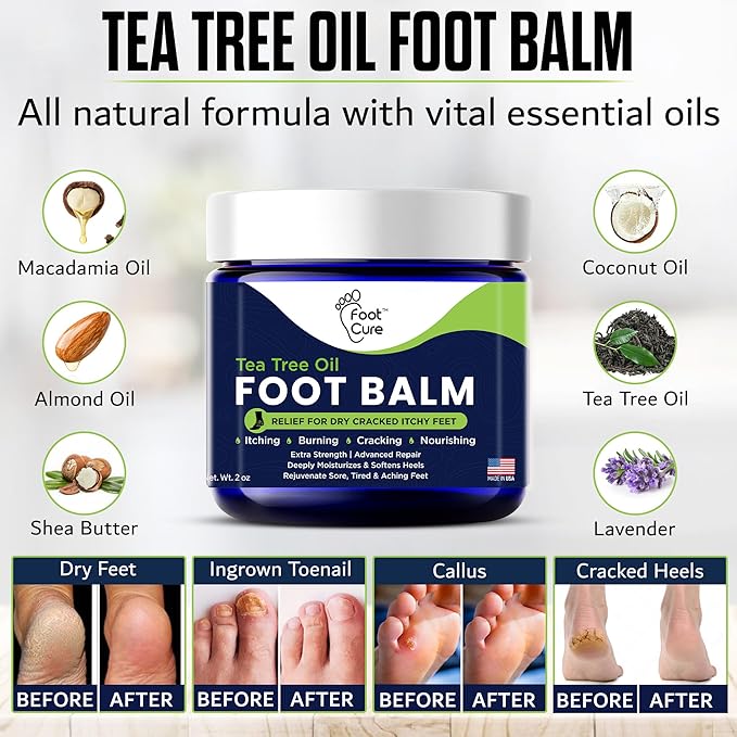 Antifungal Cream - For Itchy Feet and Skin Fungus Relief - Extra Strength Treatment for Athlete’s Foot, Ringworm, and Jock Itch. Moisturizer for Dry Cracked Feet infused with Tea Tree Oil Made in USA