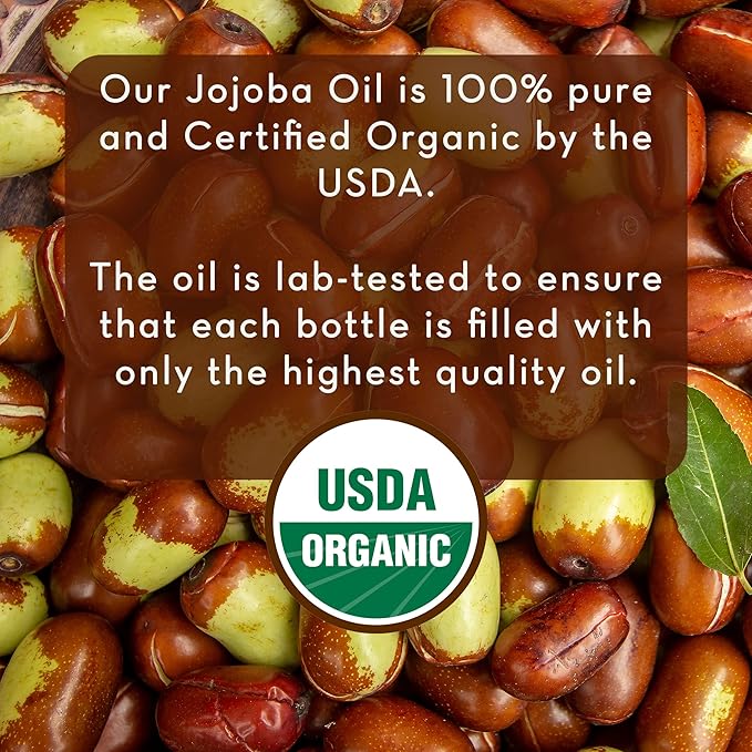 Pure Body Naturals Organic Jojoba Oil, 4 Fl Oz - 100% Pure, Organic, Cold Pressed Jojoba Oil for Skin, Face, Nails and Hair Growth - Carrier Oil for Mixing Essential Oils