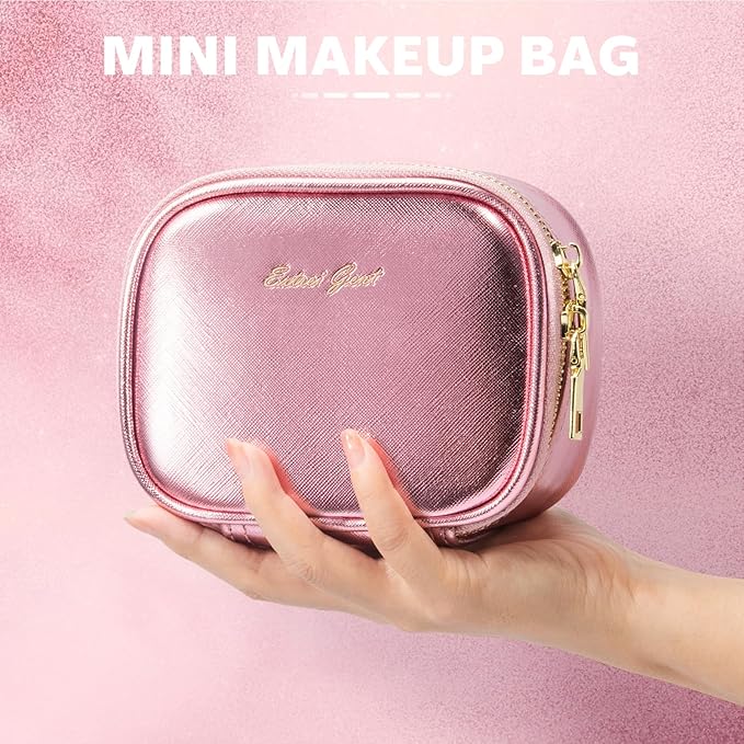 Mini Makeup Bag with Led Mirror,Small Travel Make up Bag 3 Light Modes Adjustable Brightness, for Women Organizer Cosmetic Bag, Portable Travel Train Toiletry Bag, for Pool Parties Work Touch-Ups