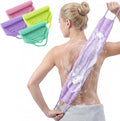 4Pcs Exfoliating Back Scrub, 4 Colores Extended Length Body Scrubber Cloth Towel for Shower Nylon Stretchable Bath Pull Strap for Body Cleans Skin Massages