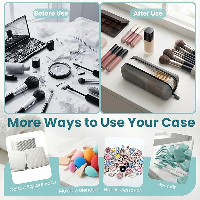 Cotton Pad Swab Travel Case – 2-in-1 Portable Waterproof Qtips Dispenser for Cotton Square Pad & Qtip, Floss, Bobbi Pin, Nail Kit, Hair Accessories Organizer TSA Compliance – VISFRESH (Black)