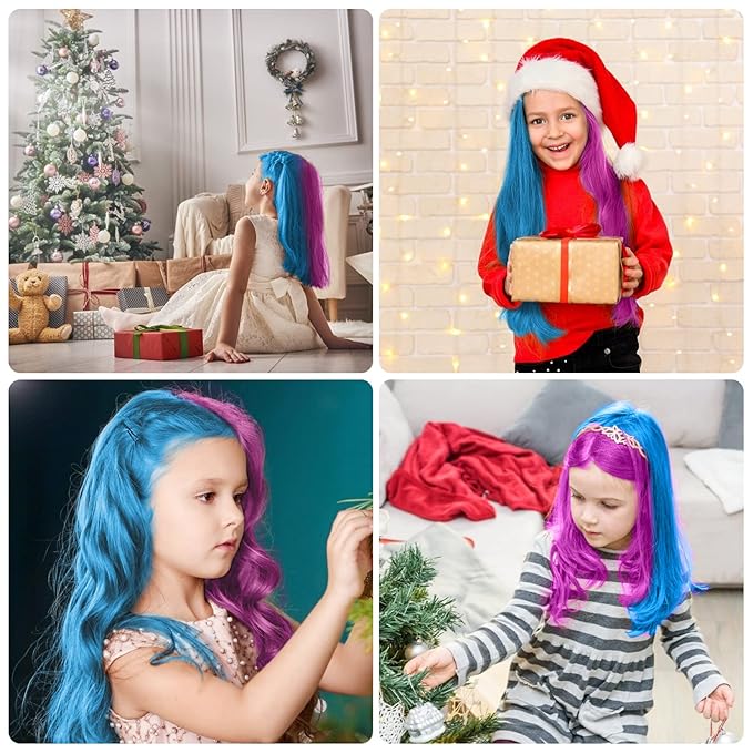 MSDADA Hair Chalk for Girls-New Hair Chalk Comb Temporary Bright Washable Hair Color Dye for Kids-Toys for 6 7 8 9 10 Year Old Girl Birthday Gifts for Christmas,Halloween,Cosplay-5 Pcs Pink+5 Pcs Blue
