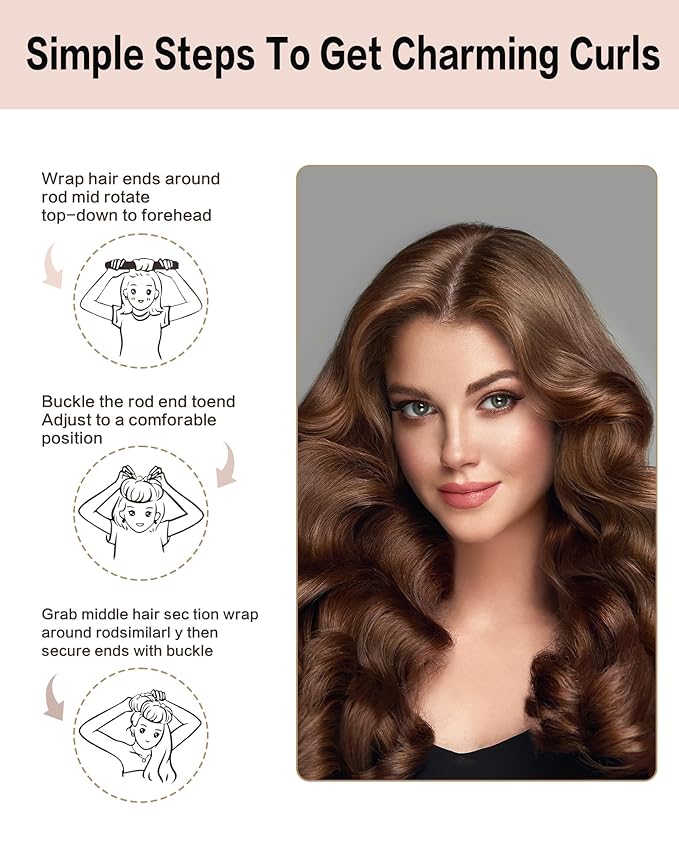 Heatless Curls Overnight with Satin Head Scarf, Velvet Hair Rollers for Blowout Look, No Heat Curling Rod for Long Thick Hair, Soft Sleep In Flexi Rods
