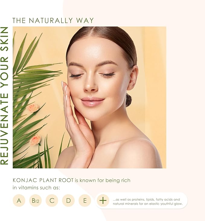 Konjac Sponge Face Scrubber Exfoliator for Cleansing | Vegan Microplastic Free | 100% Natural Plant Based | Non-Toxic | Biodegradable | Eco-Friendly | Plastic Free Packaging