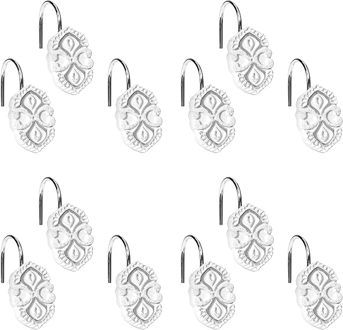 Zahari Home Monaco Bathroom Shower Curtain Set - 13pc Classic Luxury Contemporary Design with 12 Hooks