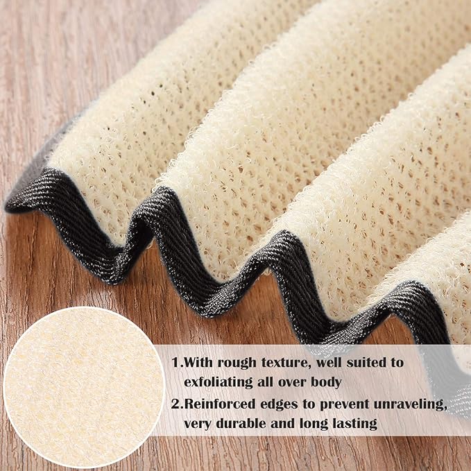 Tatuo 5 Pcs Exfoliating Face and Body Wash Cloths Towel Weave Bath Exfoliating Scrub Massage Bath Cloth for Women and Men, 10.63 x 9.05 Inch (Black Edge)