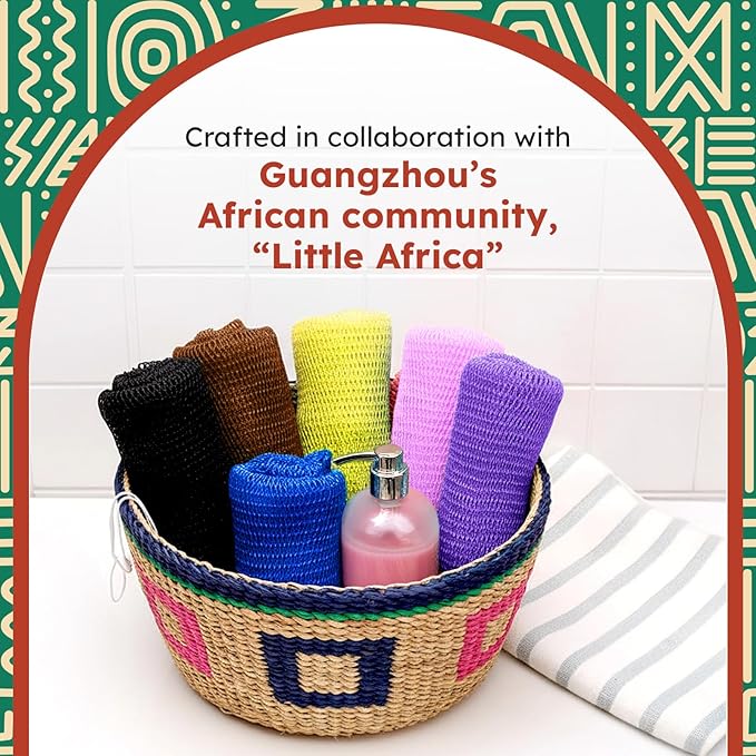 AURAE African Net Sponge – 6-Pack Exfoliating Body Scrubbers, Quick-Drying, Multi-Color