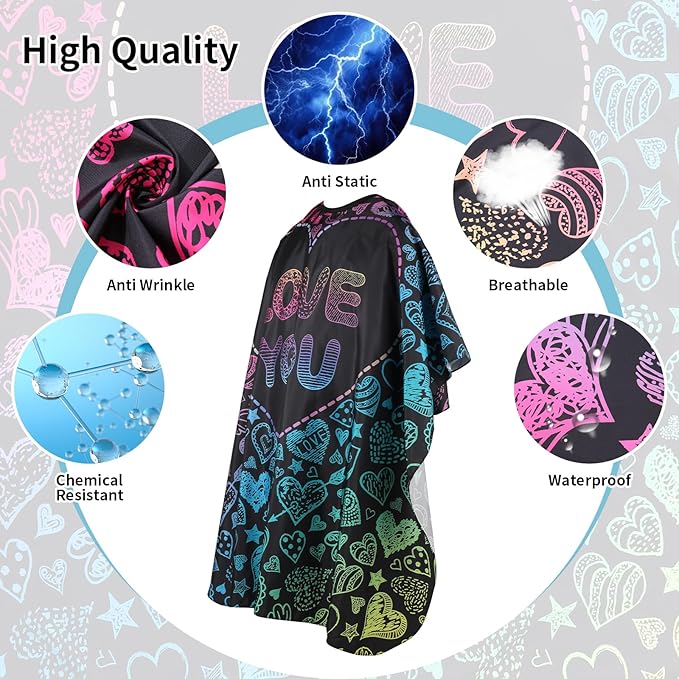 Professional Hair Cutting Cape with Neck Duster Brush, Waterproof Salon Barber Cape with Snaps, Barber Accessories