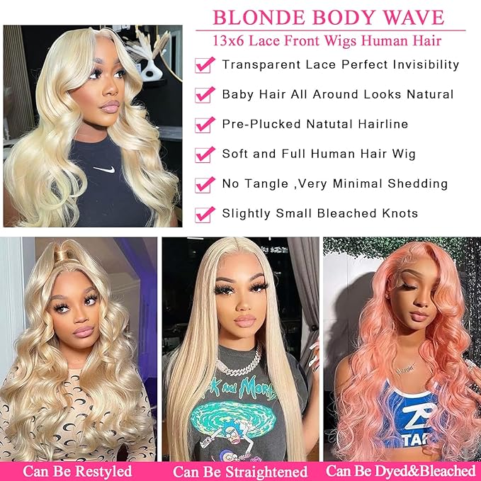 Sunelk 613 13x6 Lace Front Wigs Human Hair 22 Inch Blonde Wig 200 Denisity Body Wave Lace Front Wigs Human Hair Pre Plucked 613 HD Lace Frontal Wig