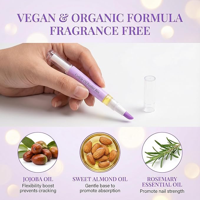 Ceramic Cuticle Pusher & Nail Oil Pen, 2-in-1 Nail Care Tool, Gentle Hangnail Remover for Dry or Damaged Nails, Portable Pen with Stainless Steel Cuticle & Nail Cleaner