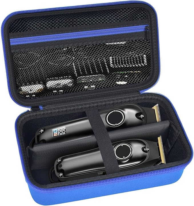 Case Compatible with Novah for Ufree for KIKIDO for GLAKER for FADEKING for GSKY for Romanda Professional Hair Clippers, Beard Trimmer Grooming Storage Holder for Hair Trimmers Set (Box Only)-Blue
