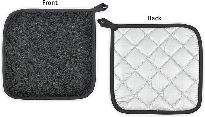DII Basic Terry Collection Quilted 100% Cotton, Potholder, Pebble, 3 Piece