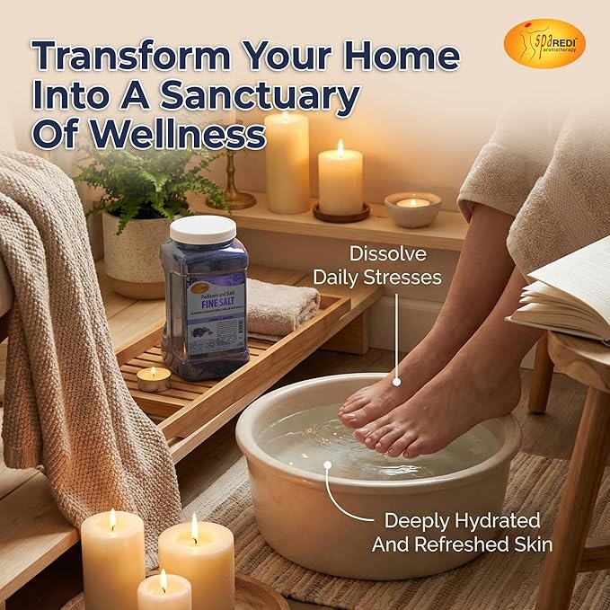 SPA REDI Foot Soak for Pedicure Preparation & Therapeutic Foot Treatment | Pure Mineral Power for Superior Detoxification & Deep Skin Nourishment | Luxurious Spa-Level Calm & Rejuvenation 128 Oz