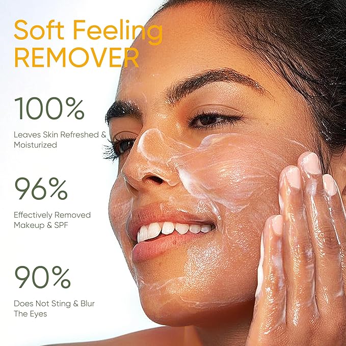 Cleansing Makeup Remover Balm, One-Step Remove Melts Makeup Balm to Oil, Gently Removes Waterproof Makeup With Manuka Honey, Cica & Tallow, for All Skin Types, 1.76 oz