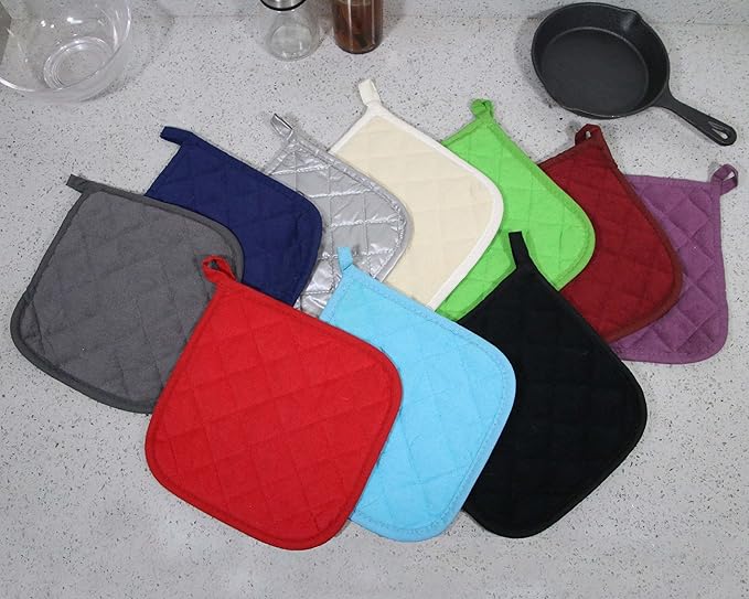 5 PCS Pot Holders for Kitchen, Cotton Potholers with Great Heat Resistance, Hot Pads, Trivets for Cooking and Baking Grey