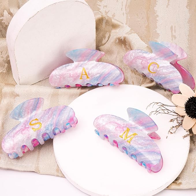 Personalized Hair Clips Hair Claws for Women - Elegant Hair Accessories for Women - Monogram Hair Claw Birthday Gifts for Her Bridesmaid Friend Sister Teacher Wife Grandma - Lavender,E
