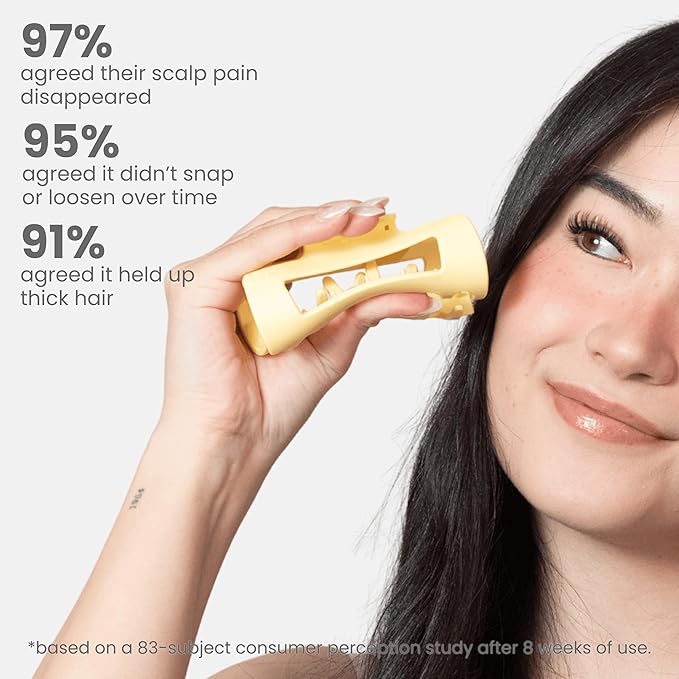 The Original Mello Hair Claw Clip Squishy Claw Clip Made in Korea Patent Pending 30021976 (Yellow, Medium)