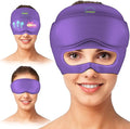Migraine Relief Cap - 2 in 1 Soothing Headache Relief Cap with Detachable Eye Mask 20% Extra Gel - Headache Hat for Migraines - Cold Ice Head Wrap Products for Stress, Tension, Hangover & Puffy Eyes
