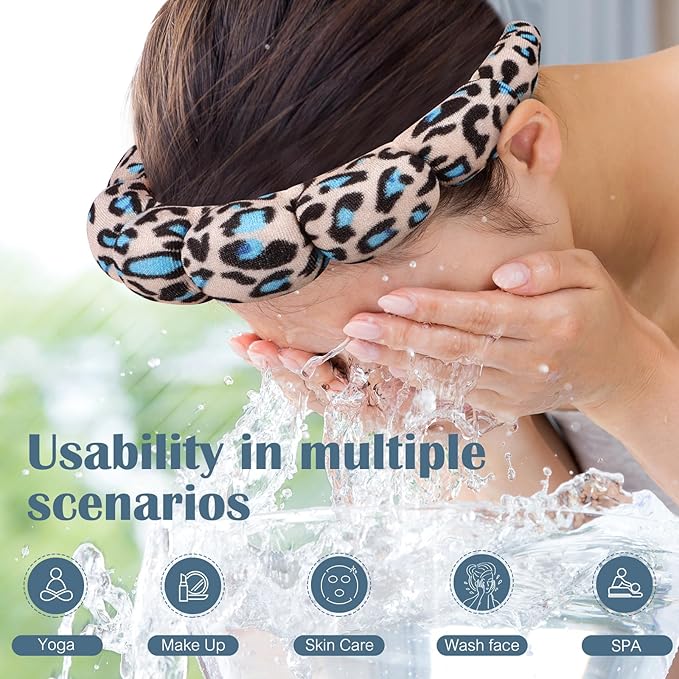 Spa Headbands for Washing Face or Facial - Set of 2 Terry Cloth Headbands for Puffy Makeup, Mask, Skin Treatment