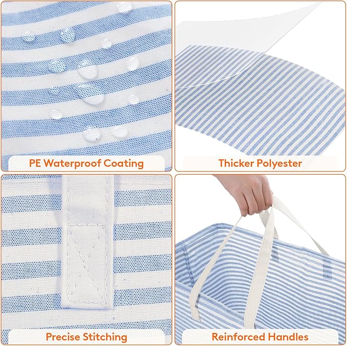 Lifewit 2 Pack Laundry Basket 100L Each, Collapsible Clothes Hamper with Reinforced Handles, Freestanding Waterproof Design for Bedroom and Laundry Room, Pink&Blue 200L Total