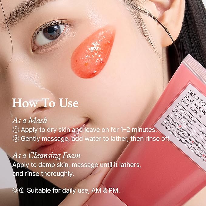 FULLY Red Tomato Jam Mask Cleanser, Gentle Exfoliation, Refines Skin Texture, Clear Pores, Hydration, Face Wash, Vegan, Rough & Sensitive Skin, Korean Skincare 4.05 fl.oz