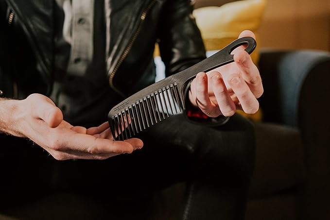 Chicago Comb Model 8 Carbon Fiber, Made in USA, Anti-static, Detangling & Shower comb, adds Lift & Volume, 8.5 inches (21.5 cm) long