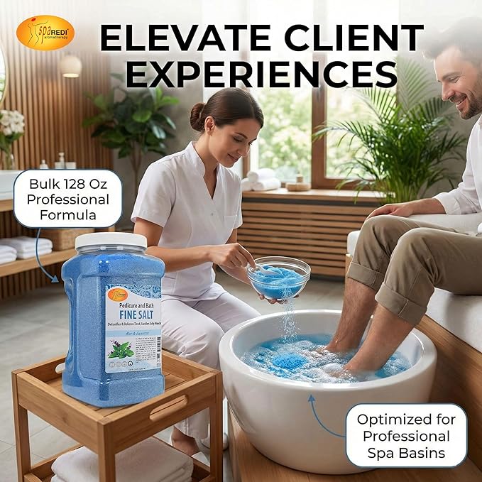 SPA REDI Dead Sea Salt Detox Foot Soak – Professional Spa Enhancer & At-Home Therapeutic Ritual | Beyond Epsom – Authentic Mineral Detox for Deep Replenishment (128 Oz) Mint & Eucalyptus