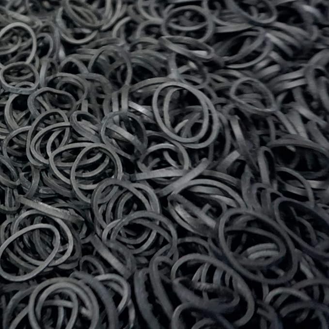 Amelia Beauty 500 Count Small Rubber Bands for Hair – ½" Black- Made in USA - Recloseable Container - Mini Hair Elastics for Braids, Ponytails, Cornrows & Twists – Strong Hold Ponytail Holders