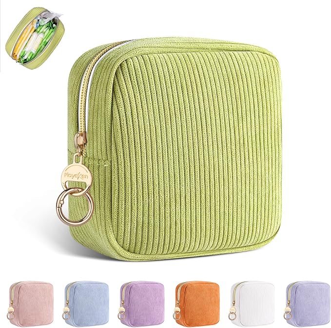 Period Bag for Teen Girls, Corduroy Sanitary Napkin Storage Bag, Menstrual Pad Pouches Tampon Holder for Purse