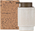 Fun Elements Ceramic Soap Dispenser, Wood Grain Plastic Soap Dispenser, 10oz Refillable Bottle for Liquid Soap - Kitchen, Sink, Bathroom