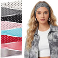 obeoby 8 Pack Polka Dot Headband for Retro Y2K Style, Trendy Stripe Hairbands for Girls Non Slip Head Bands for Women's Hair